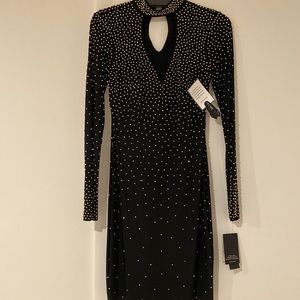 Black jeweled party dress.